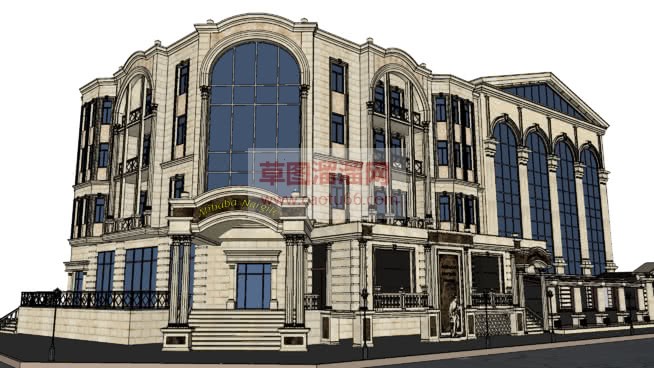 欧式酒店建筑SU模型