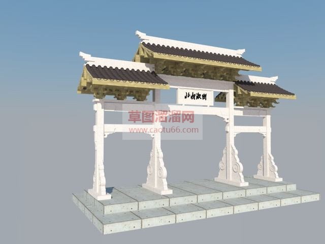 古建牌坊门楼SU模型