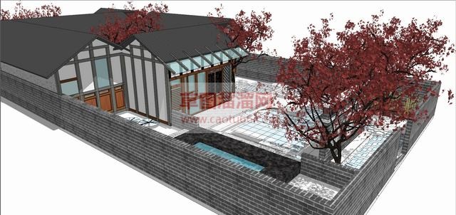 日式风格会所合院SU模型