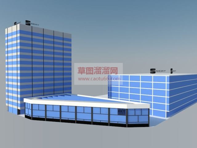 玻璃幕墙综合商业建筑楼SU模型