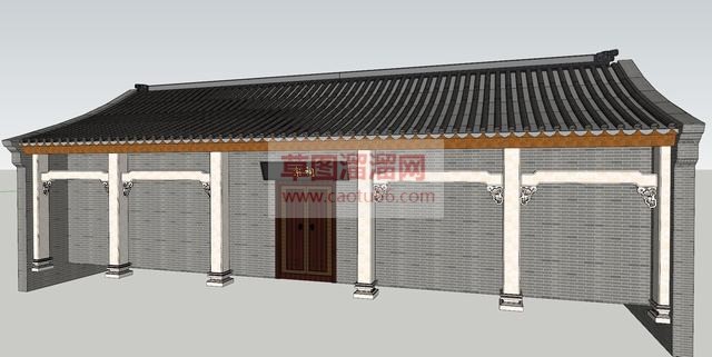 中式宗祠建筑SU模型