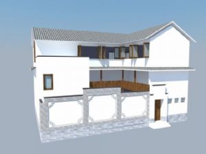 照壁中式古建筑SU模型 免费sketchup模型下载