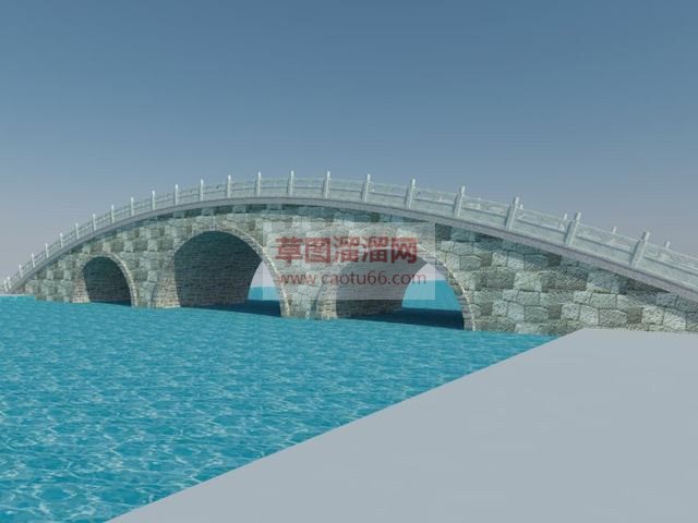 中式古桥石拱桥SU模型