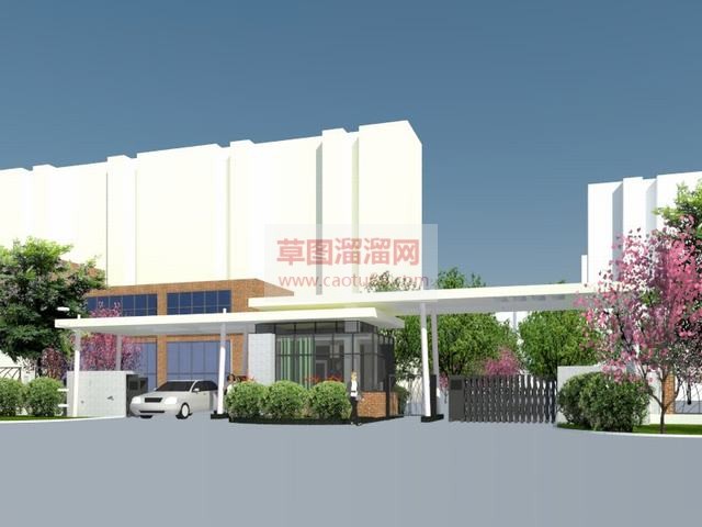 小区入口大门门卫亭SU模型