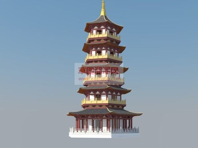 中式古建宝塔SU模型