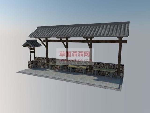 农村乡村廊道SU模型