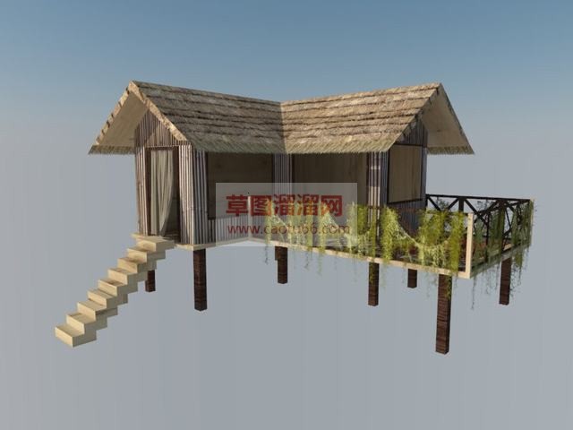 高脚木屋木房子SU模型