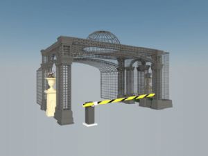 铁艺入口大门道闸SU模型