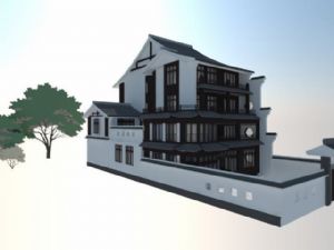 中式排屋别墅SU模型