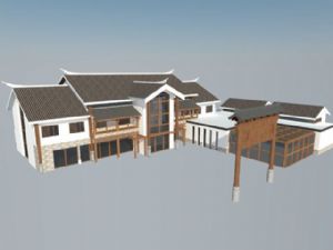 中式游客中心建筑SU模型