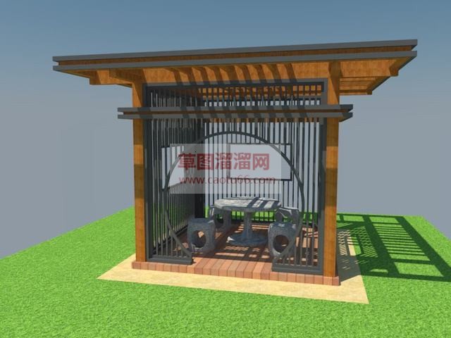 中式廊架亭子SU模型