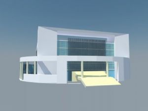 阶梯图书馆建筑SU模型