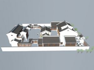 新中式会所建筑SU模型