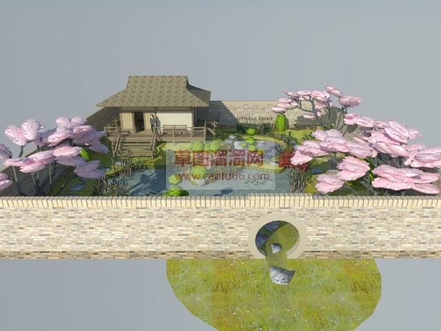 日式花园庭院SU模型