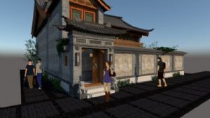 中式四开间院子SU模型