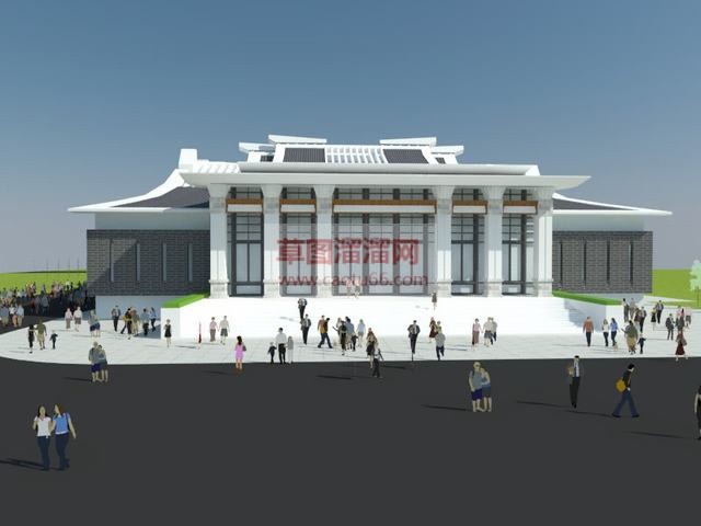 中式歌剧院建筑SU模型