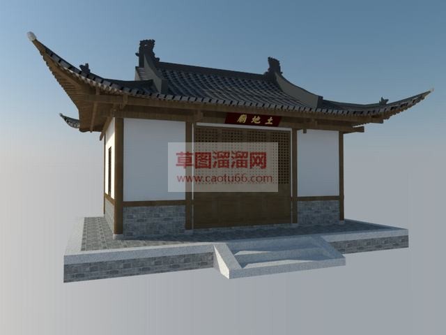 中式古建筑土地庙SU模型