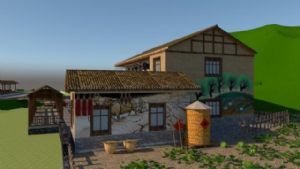 艺术墙画农村房屋SU模型