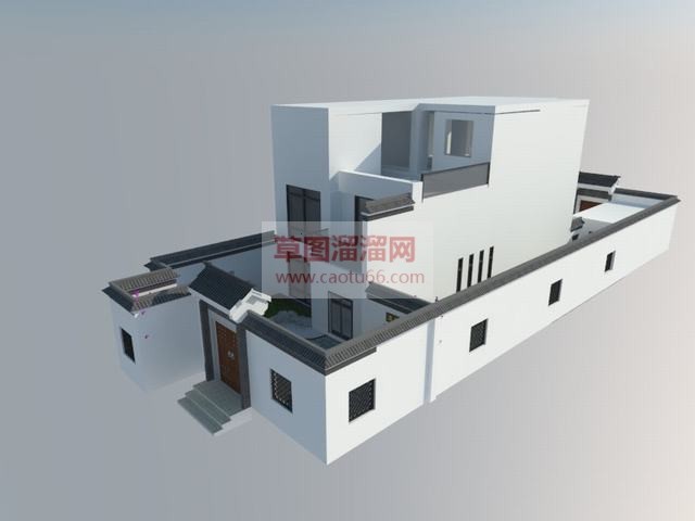 中式别院庭院SU模型