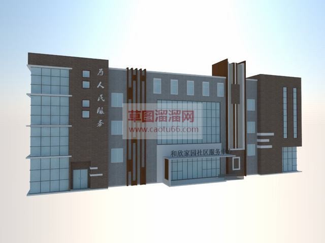 社区综合服务中心办公楼建筑SU模型