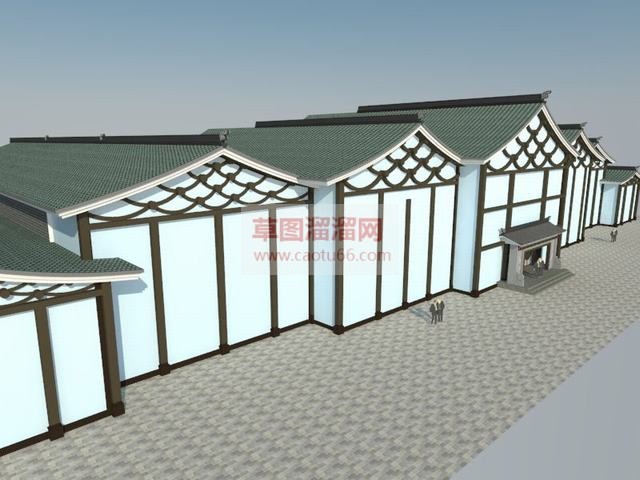 中式博物馆建筑SU模型