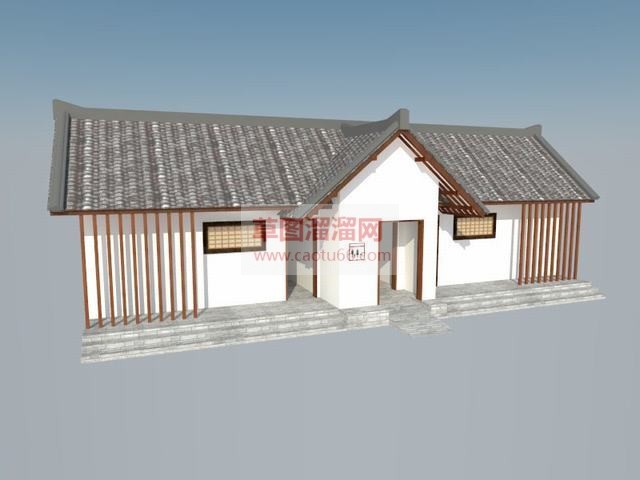 中式公厕洗手间SU模型
