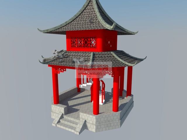 八角亭子建筑SU模型