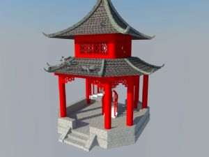 八角亭子建筑SU模型