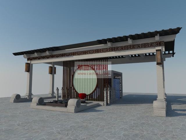中式门楼岗亭SU模型