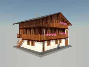 住宅三层木楼房SU模型