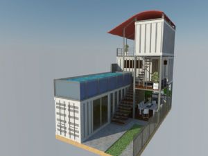 集装箱别墅游泳池SU模型