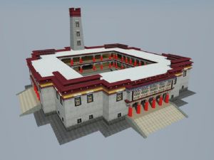 藏式合院建筑SU模型 免费sketchup模型下载