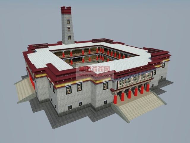 藏式合院建筑SU模型