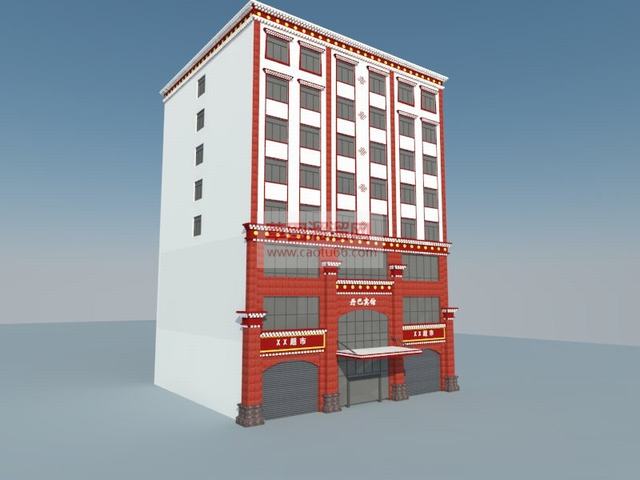 藏式旅店酒店SU模型