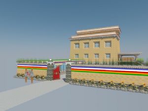 藏式民居合院SU模型 免费sketchup模型下载