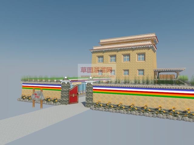 藏式民居合院SU模型