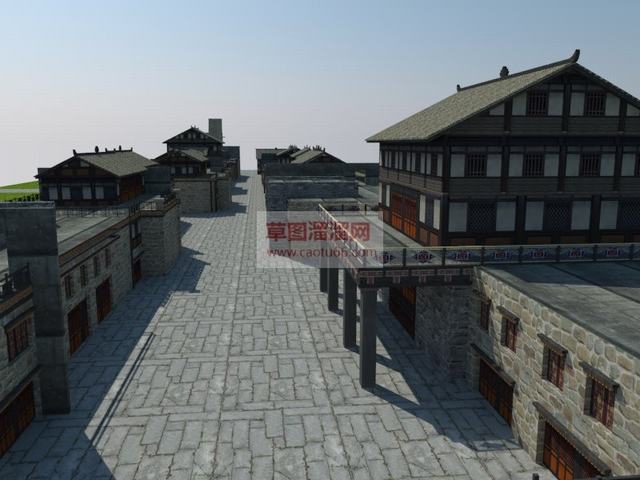 藏式古建街道SU模型