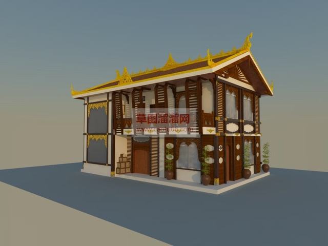 藏式二层住宅SU模型