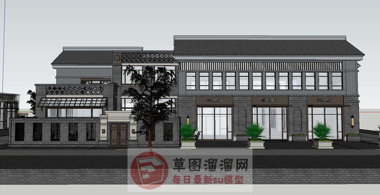中式建筑会所SU模型
