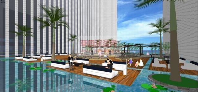 酒店游泳池建筑SU模型