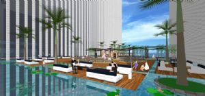 酒店游泳池建筑SU模型 免费sketchup模型下载