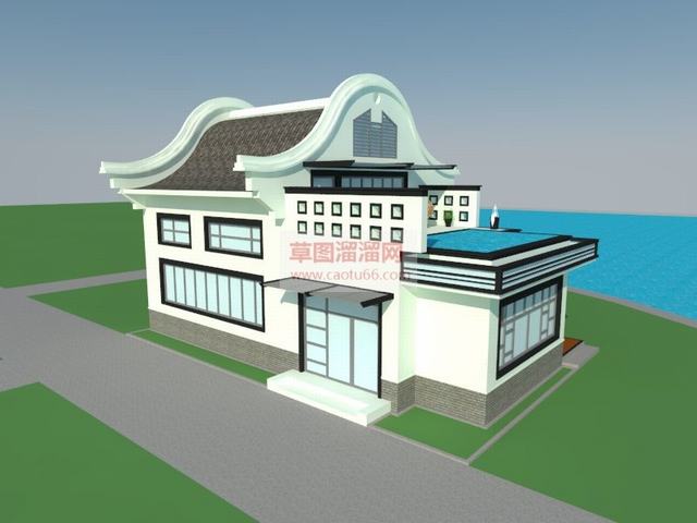 中式建筑休闲SU模型