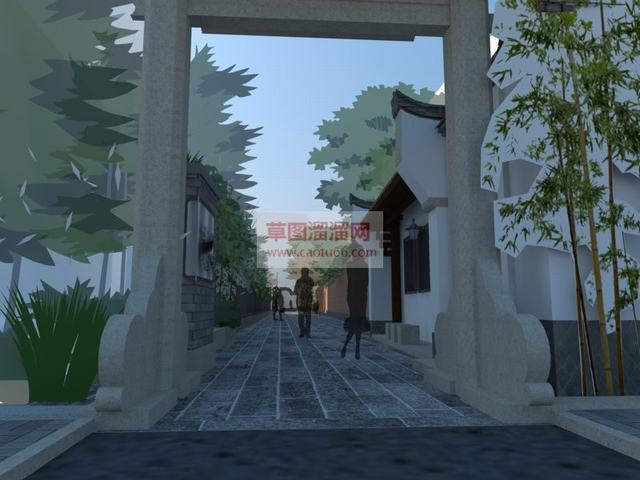 中式小巷建筑SU模型