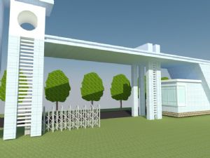 入口大门自动伸缩门学校大门SU模型