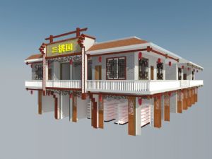 中式酒楼建筑SU模型