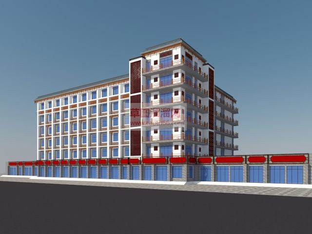 新中式酒店门面SU模型