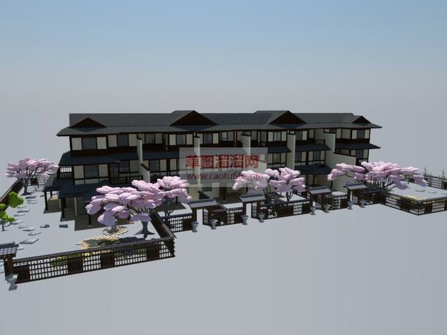 日式双拼别墅SU模型