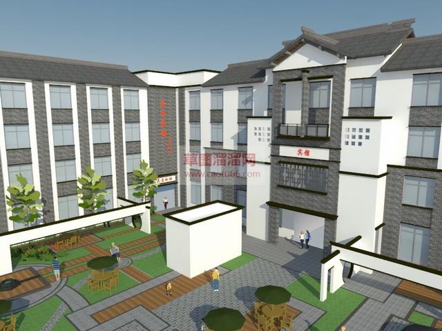 中式徽派建筑SU模型