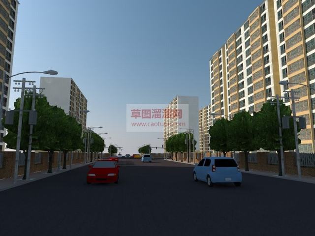 街景马路两侧楼房SU模型