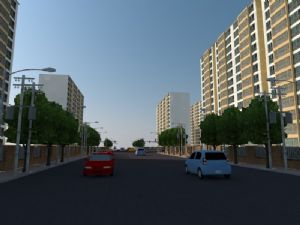 街景马路两侧楼房SU模型